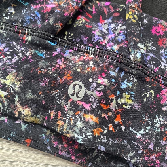 Lululemon Athletica Black Colorful Abstract Sports Bra Size 2 - Picture 3 of 4